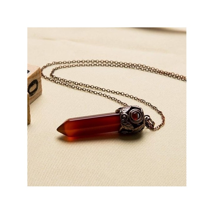 Retro Antique Brass Chakra Necklace Hexagonal Prism Gemstone Quartz Crystal Stone Pendant 2