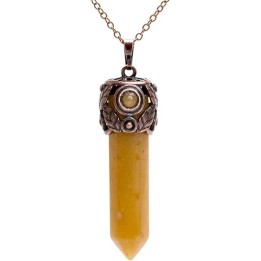 Retro Antique Brass Chakra Necklace Hexagonal Prism Gemstone Quartz Crystal Stone Pendant 5