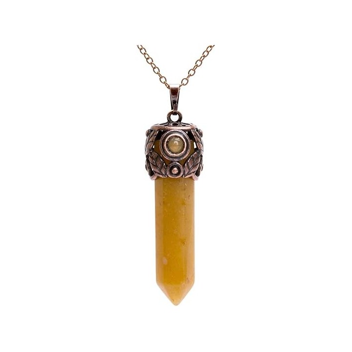 Retro Antique Brass Chakra Necklace Hexagonal Prism Gemstone Quartz Crystal Stone Pendant 5