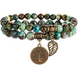 Natural Semi Precious Gemstone beads bracelet for women - Life Tree and Leaf Charm Energy Reiki Crystal Stretch Bracelets 2